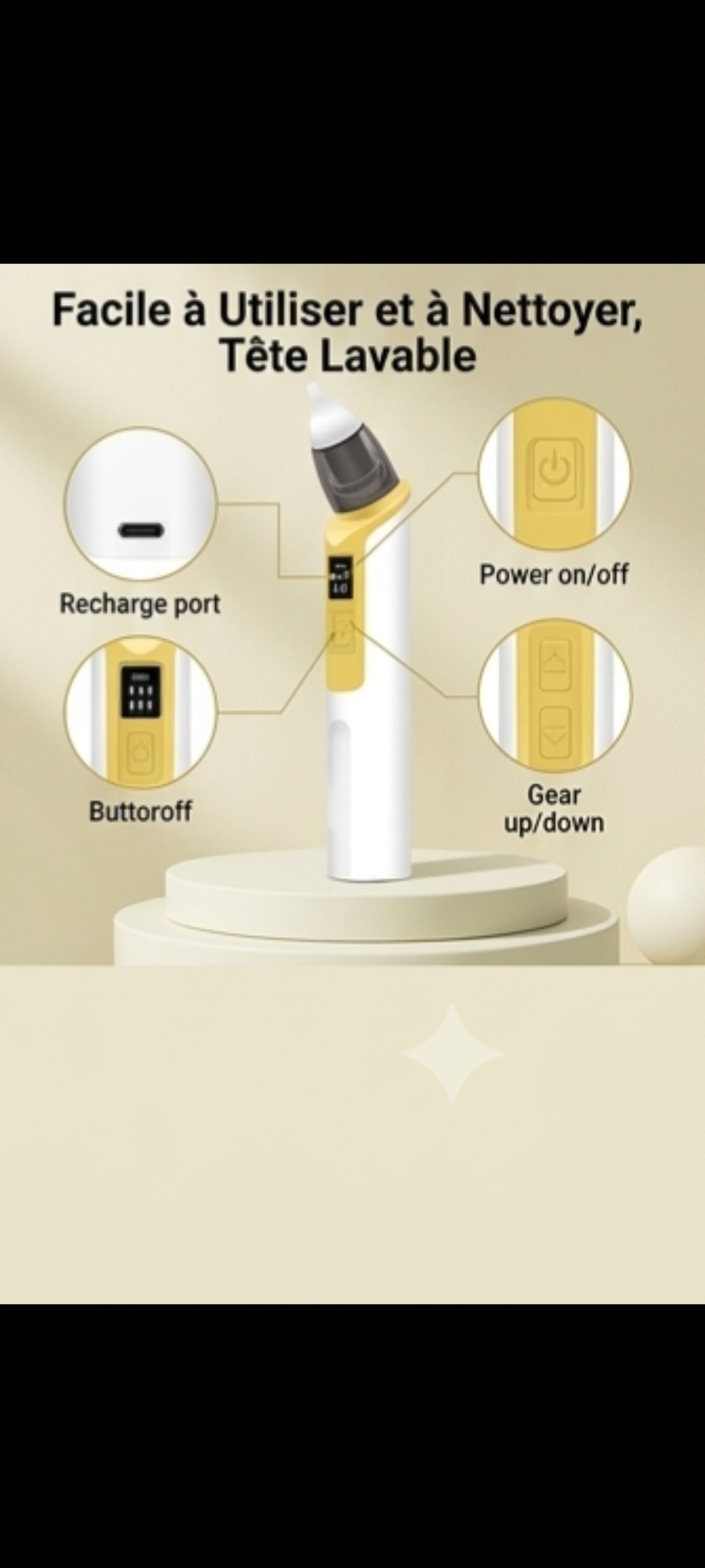 NeliaClear – Aspirateur nasal électrique 6 vitesses rechargeable