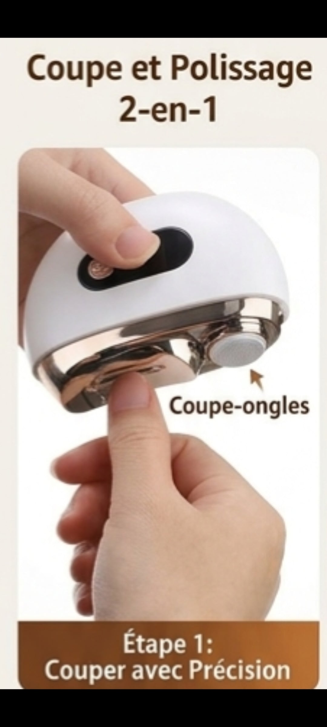 NeliaTouch – Coupe-ongles électrique 2 en 1 avec lumière