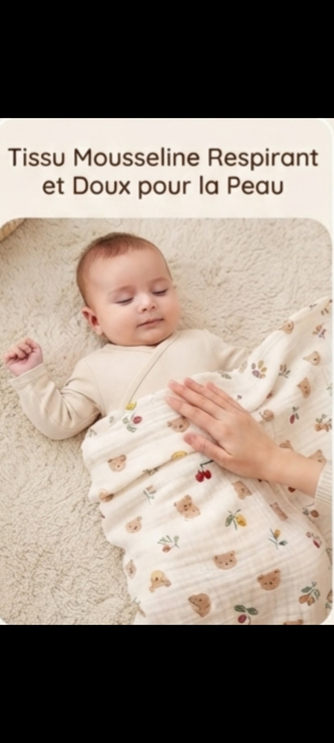 NeliaDoux Wrap – Couverture d'emmaillotage en mousseline de coton