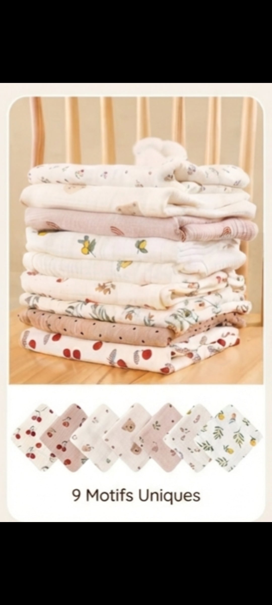 NeliaDoux Wrap – Couverture d'emmaillotage en mousseline de coton