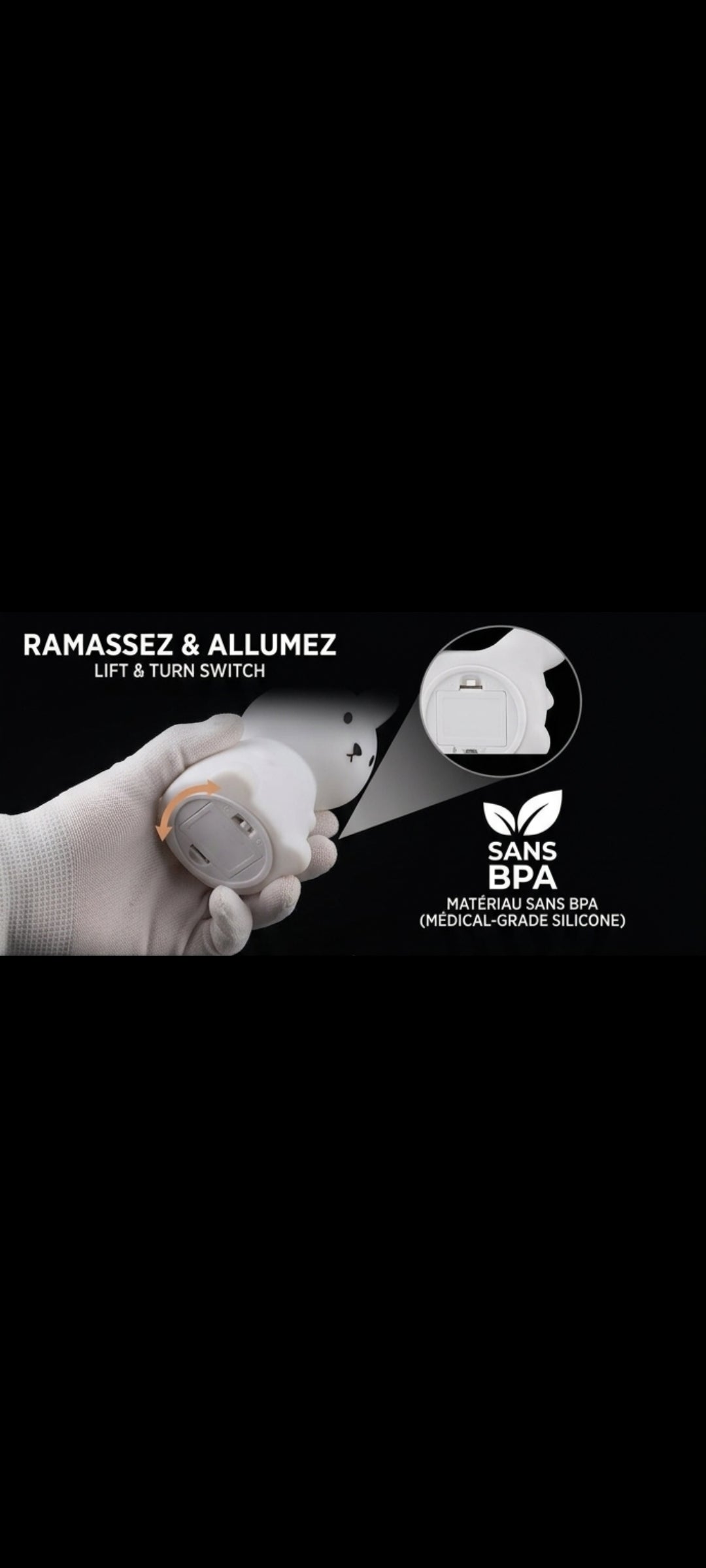 NeliaNight – Veilleuse lapin en silicone 7 couleurs tactile