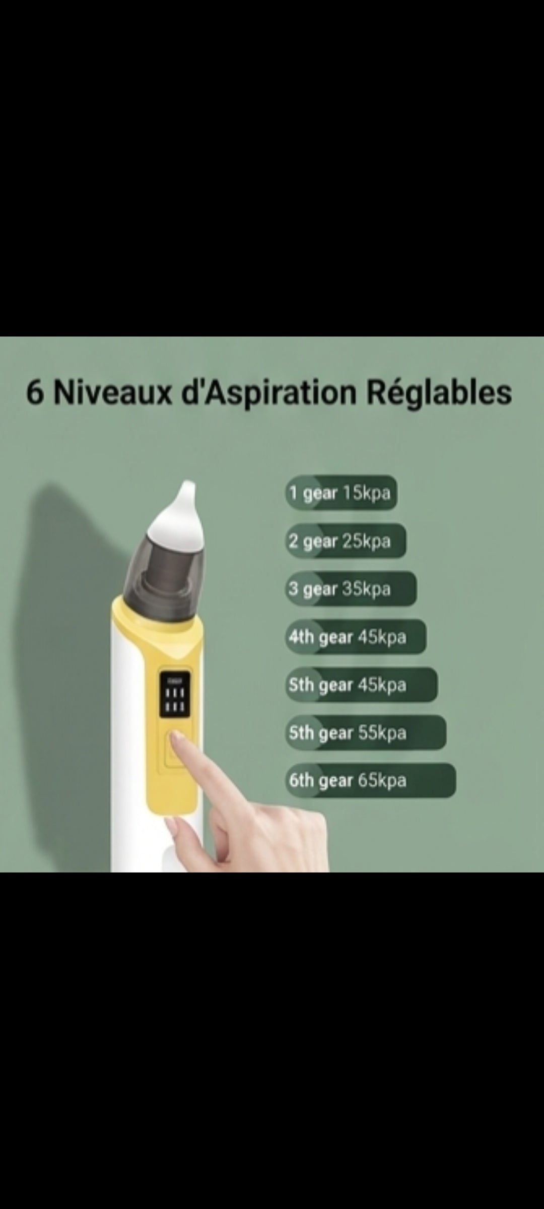 NeliaClear – Aspirateur nasal électrique 6 vitesses rechargeable
