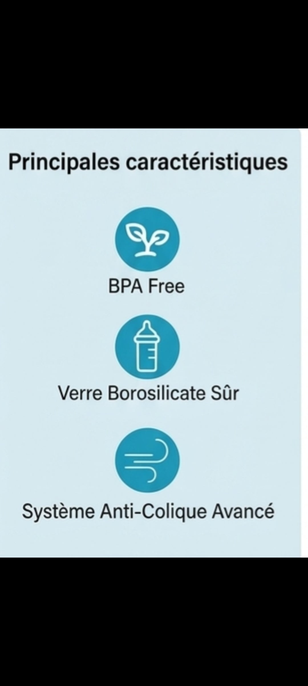 NeliaPure – Biberon en verre borosilicate large col anti-ballonnements
