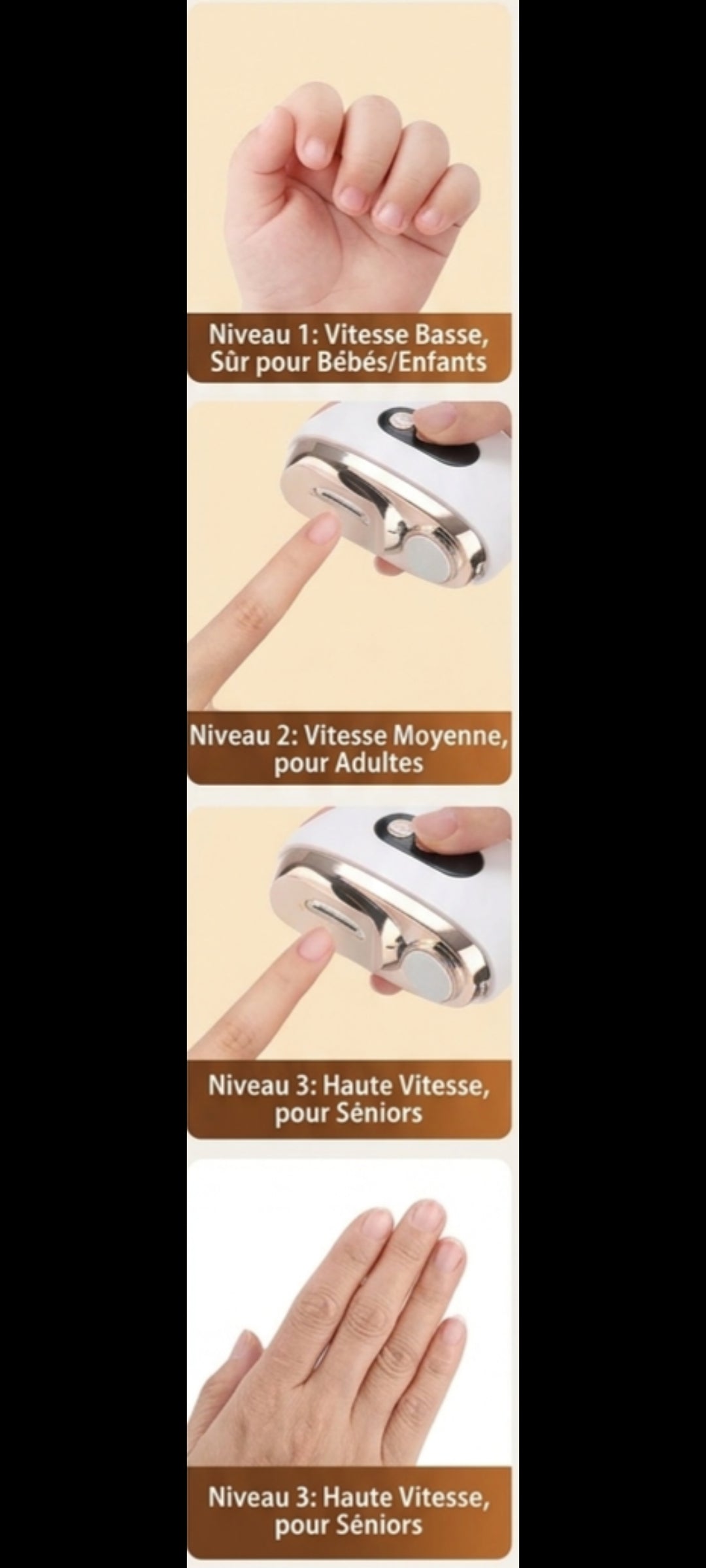 NeliaTouch – Coupe-ongles électrique 2 en 1 avec lumière