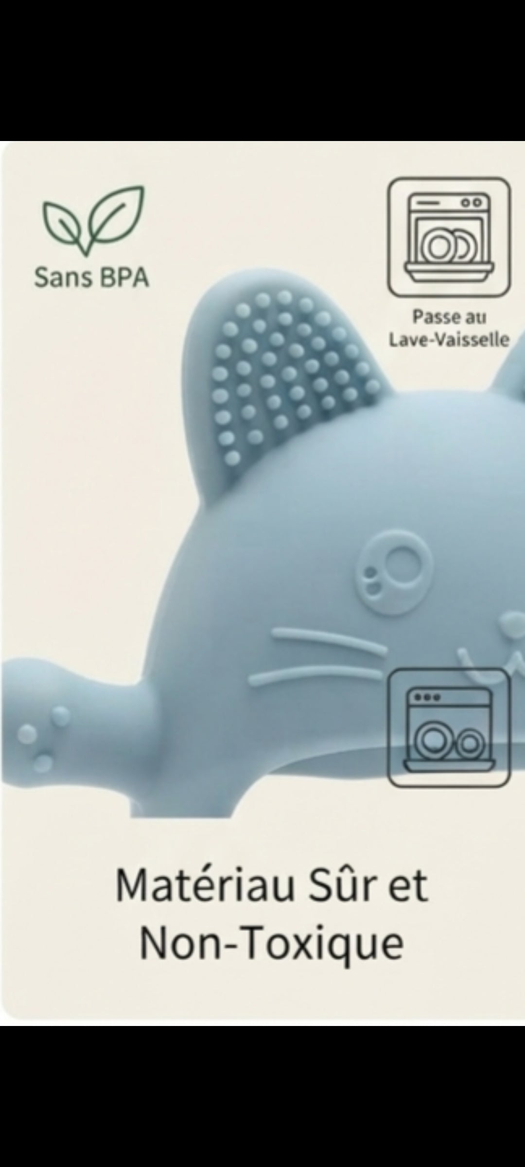 NeliaGrip – Mitaine de dentition lapin en silicone alimentaire