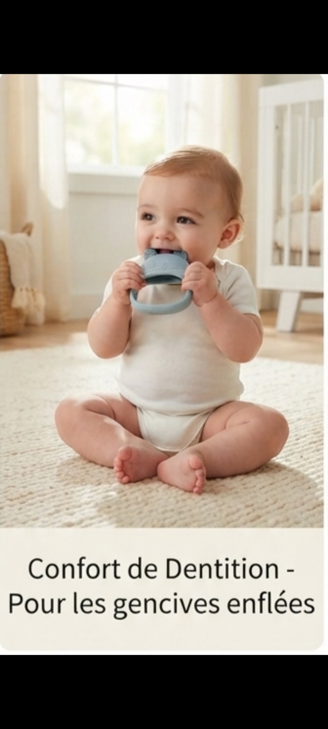 NeliaGrip – Mitaine de dentition lapin en silicone alimentaire