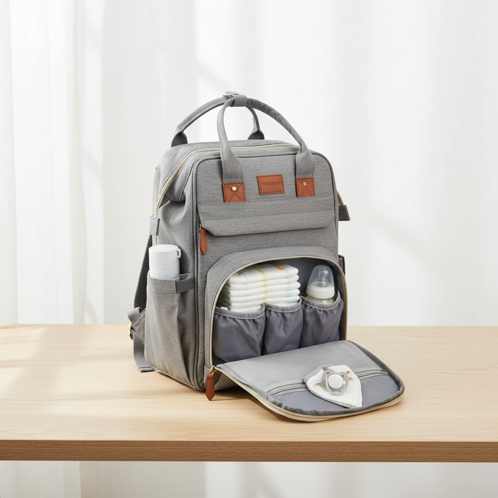 Intérieur organisé du sac à langer Nomad Baby