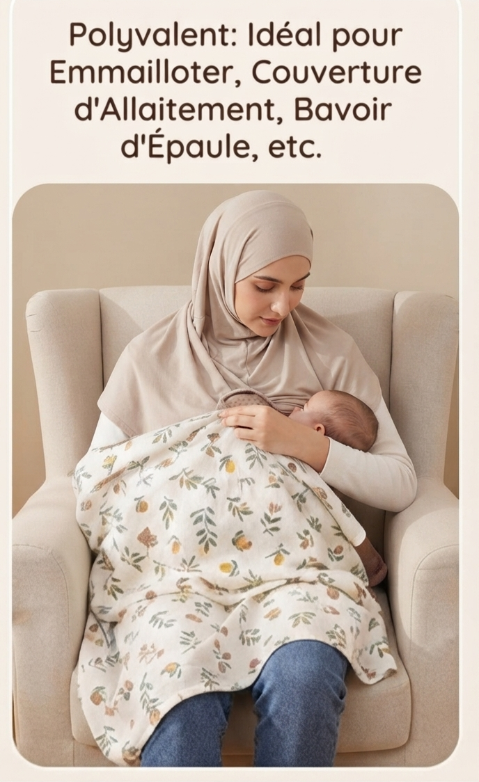 NeliaDoux Wrap – Couverture d'emmaillotage en mousseline de coton