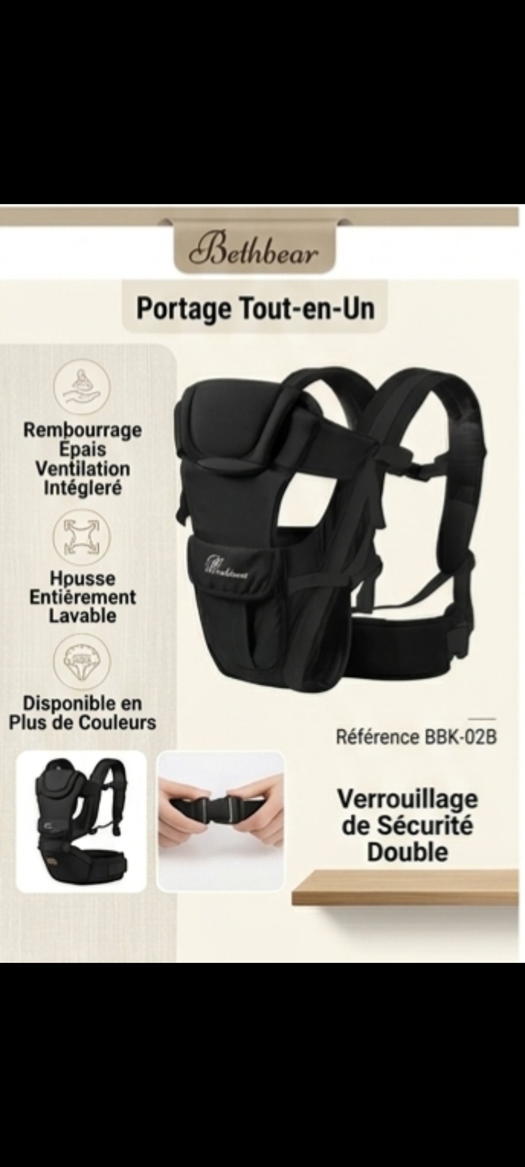 NeliaCarry – Porte-bébé ergonomique 4 en 1