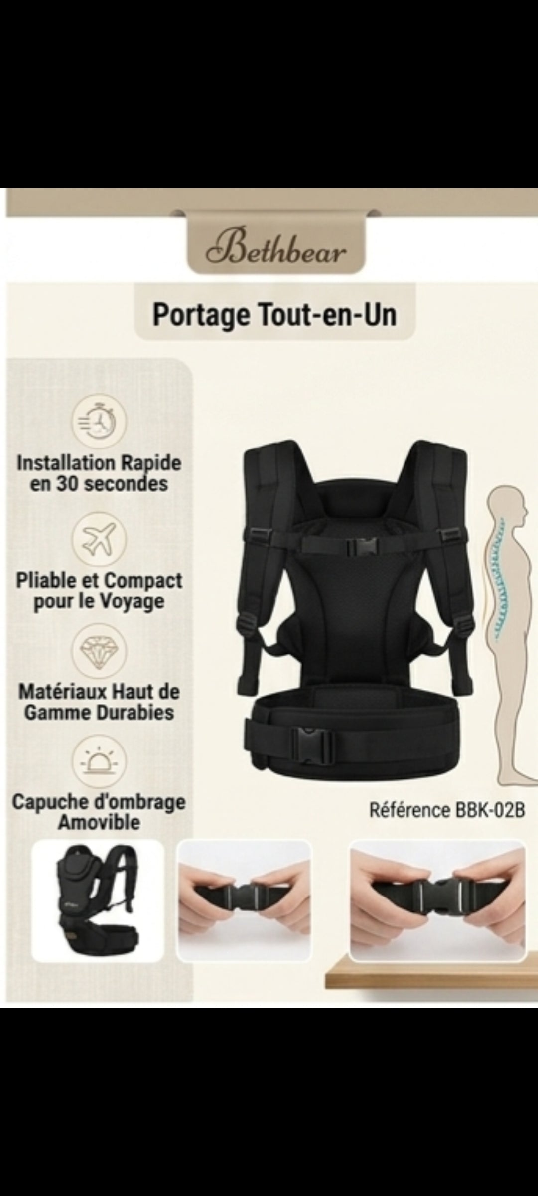 NeliaCarry – Porte-bébé ergonomique 4 en 1
