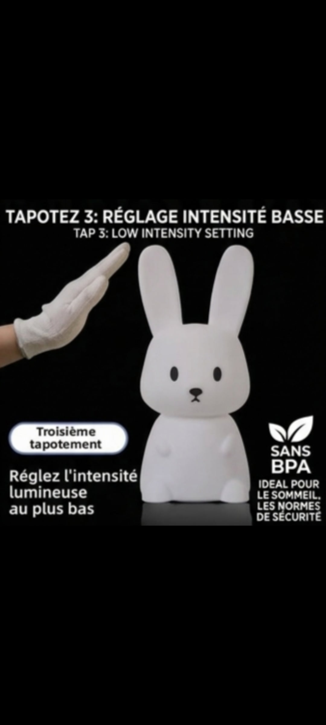 NeliaNight – Veilleuse lapin en silicone 7 couleurs tactile